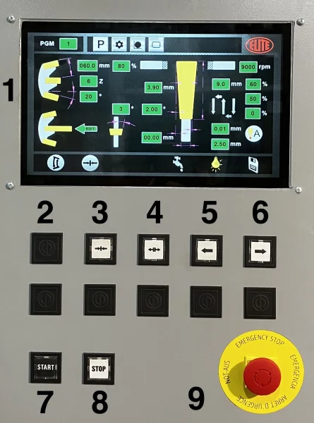 ELITE GBT 851 Control panel components