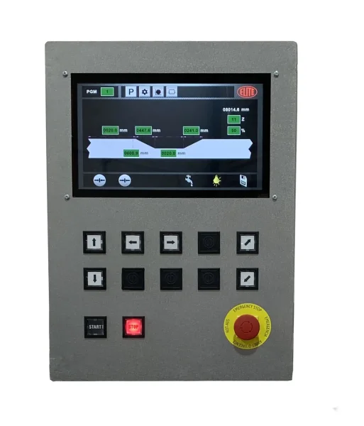 Easy to use control panel of the automatic grinder for band saws and gang bandsaws ELITE model EVG 350